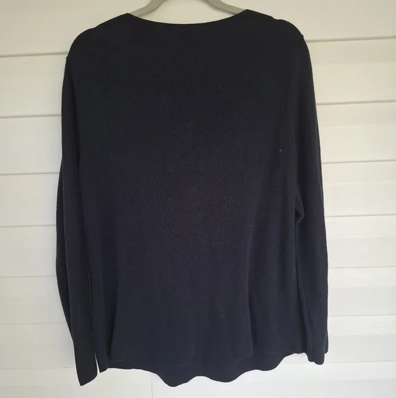 J.Jill V-neck Cottom Sweater Size XL Navy Blue - Picture 2 of 6